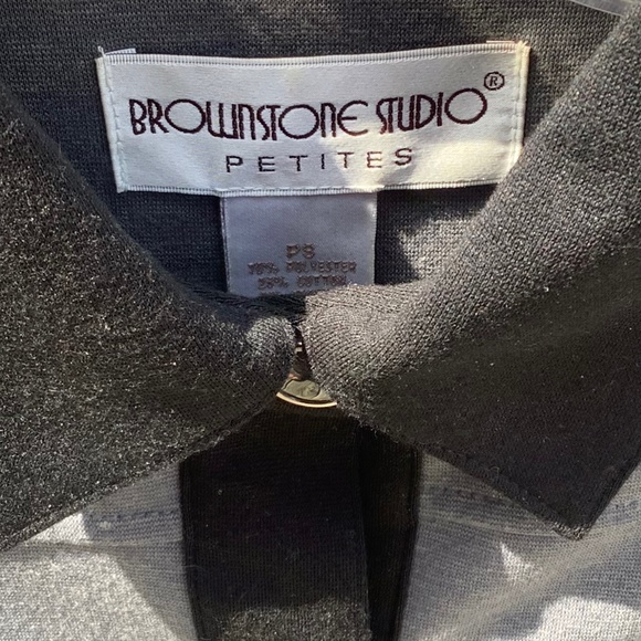 Ladies Brownstone Studio Gray with Black Trim Cardigan - Picture 4 of 7